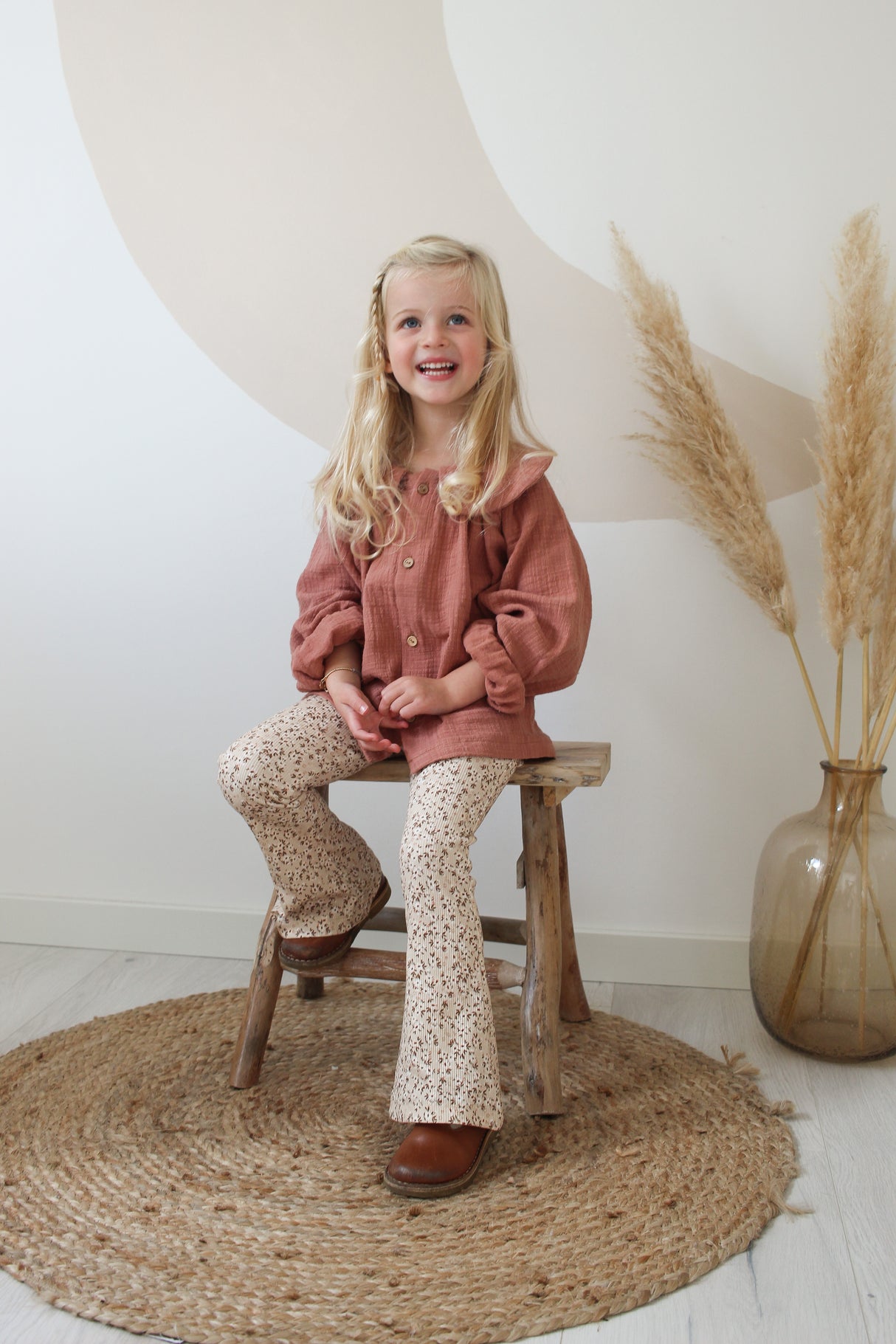 Flared Legging - Flowers Beige