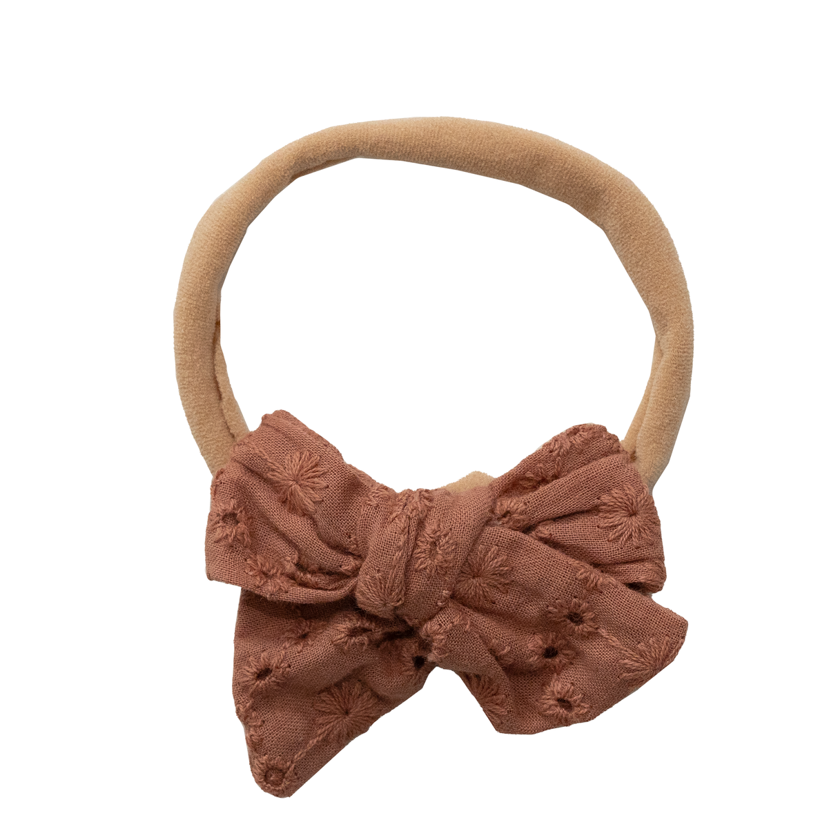 Haarband Strikje Cotton Embroidery - Peach