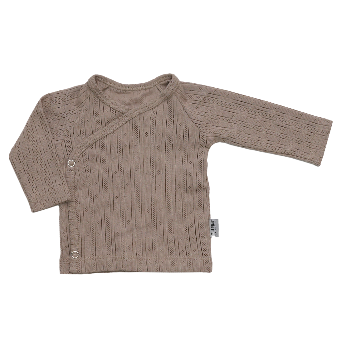 Overslagshirt Pointelle Stripes - Taupe