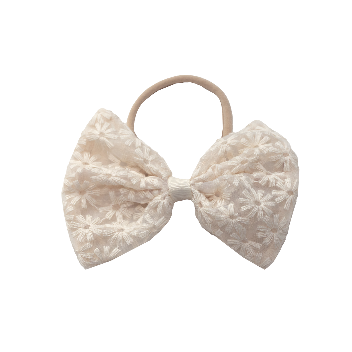 Haarband Strikje Embroidery Daisy - Ivory