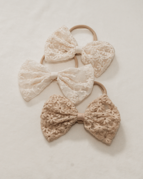 Haarband Strikje Embroidery Daisy - Ivory